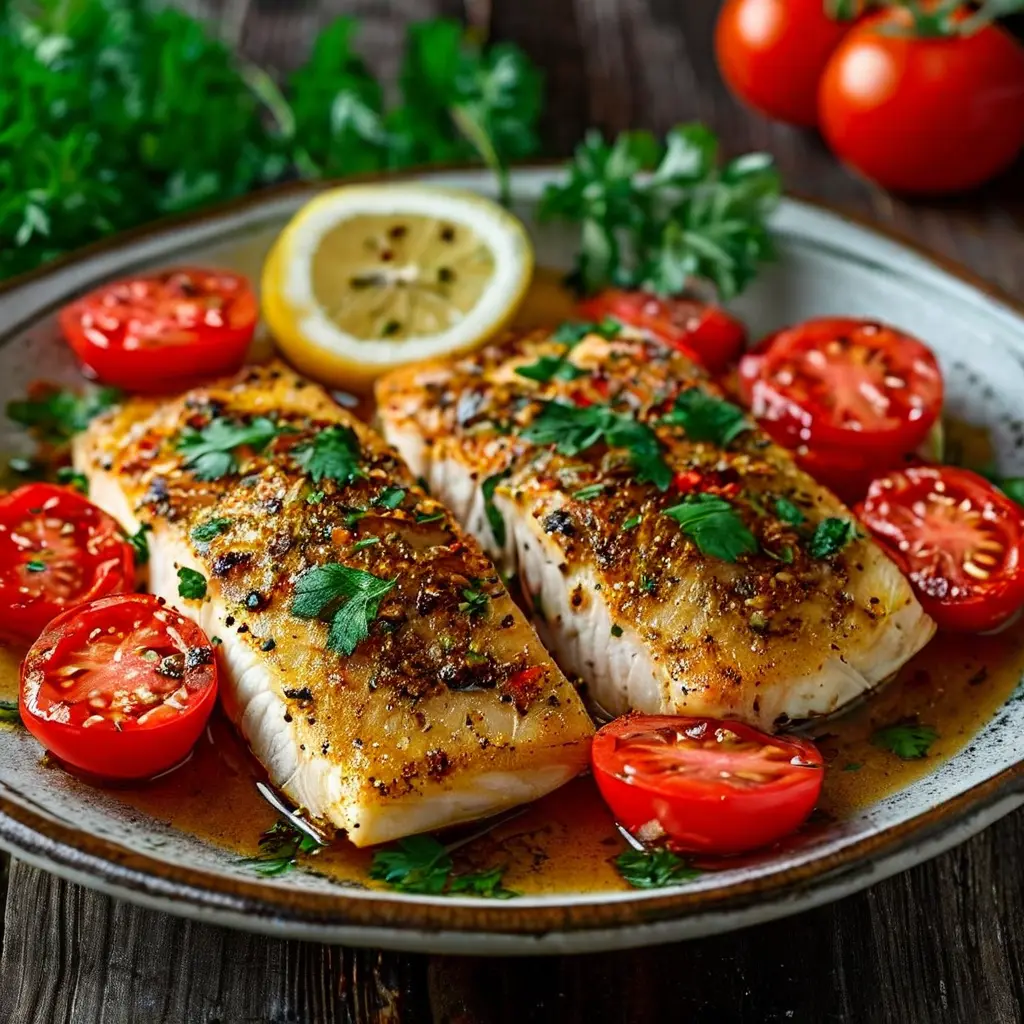 Flaky Tilapia Fillets Baked with Fresh Tomatoes and Herbs